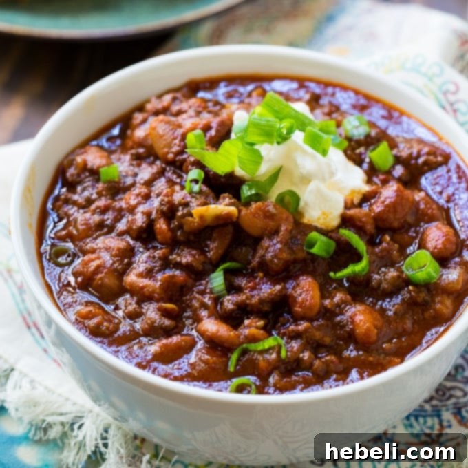 Inferno Chili Recipe 2 Hearty Five-Alarm Chili with generous spice and rich texture