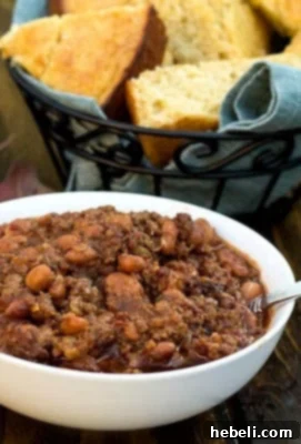 Spicy and thick Five-Alarm Chili, made with tender beef and beans.