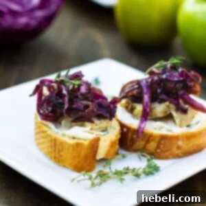 Pork Tenderloin Crostini with Sweet and Sour Red Cabbage