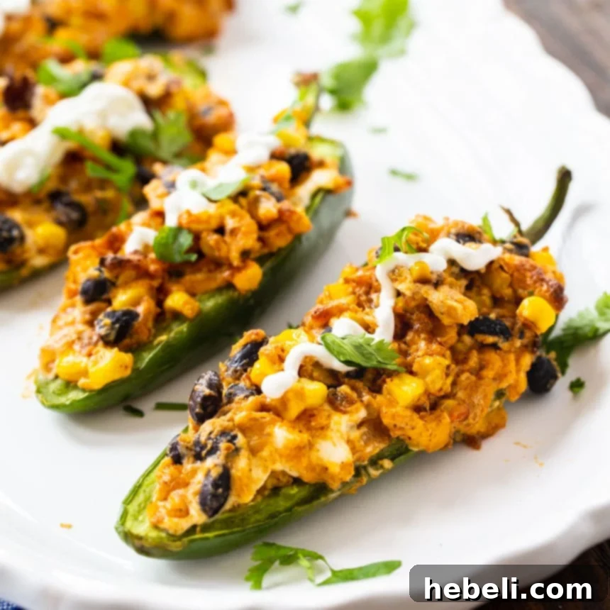Fiesta Black Bean and Corn Jalapenos 2 Delicious Vegetarian Black Bean and Corn Stuffed Jalapenos for Appetizer