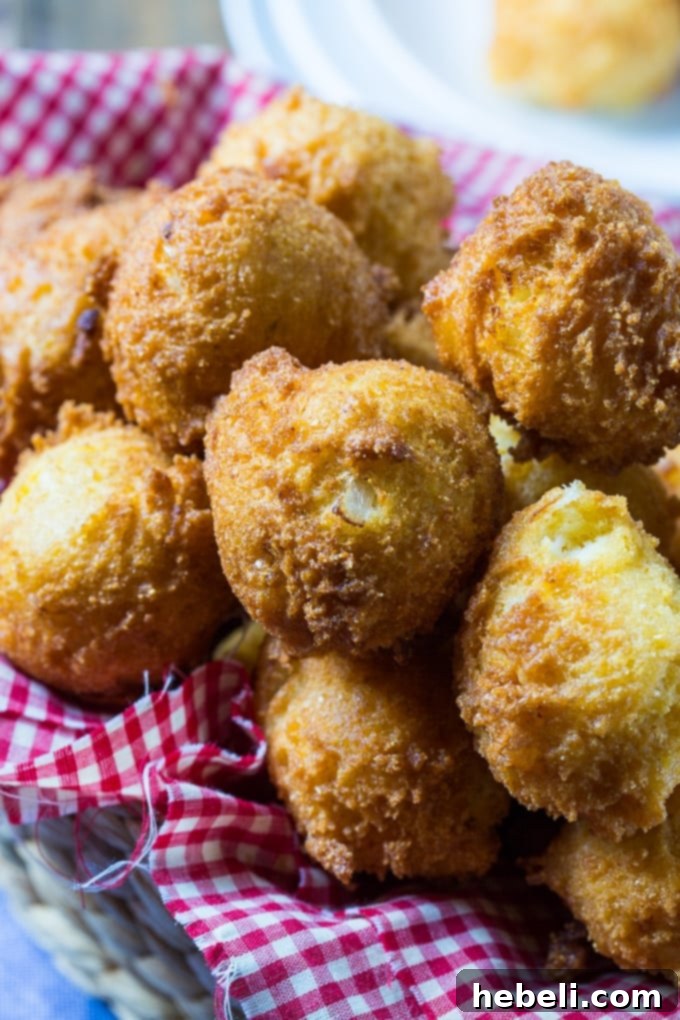 Crispy homemade Hush Puppies fresh from the fryer