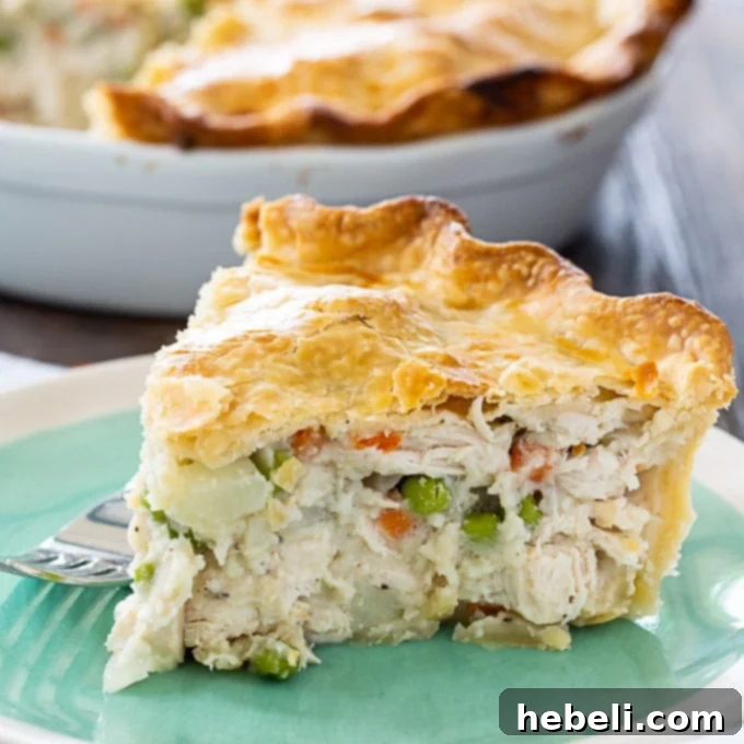 Easy Chicken Pot Pie, golden brown and bubbling with rich filling