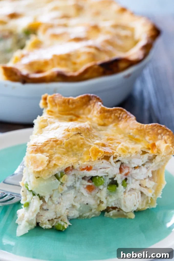 Easy Chicken Pot Pie with a beautifully crimped double crust
