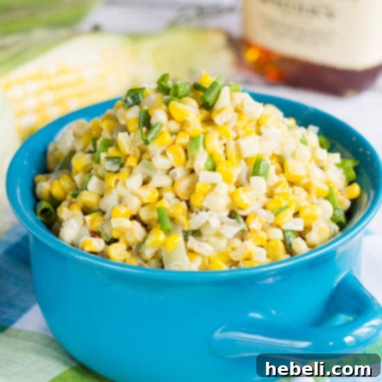 Whiskey Kissed Creamed Corn 4 Bourbon Creamed Corn in a bowl, ready to serve