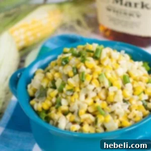 Whiskey Kissed Creamed Corn 7 Bourbon Creamed Corn in a skillet
