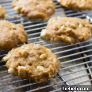 Decadent Pumpkin White Chocolate Chip Cookies 4 Close-up of a Pumpkin-White Chocolate Chip Cookie