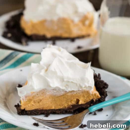 No-Bake Pumpkin Chocolate Swirl Pie 2 Delicious Pumpkin Chocolate Icebox Pie with a smooth, creamy texture
