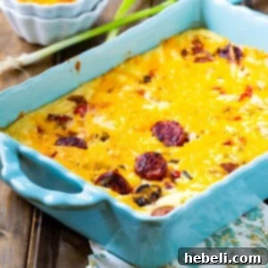 Grits Casserole in a blue casserole dish.