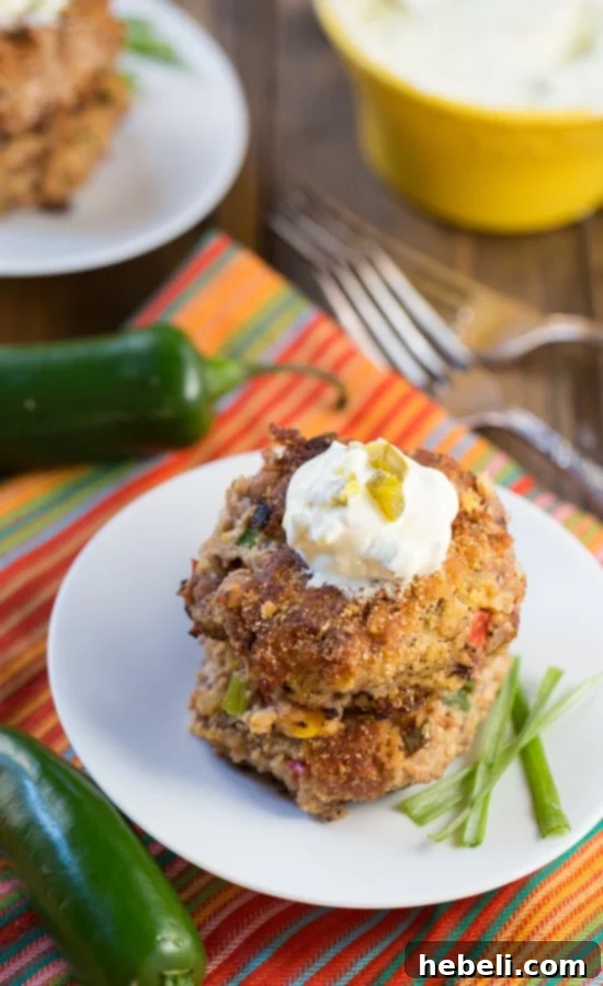 Close-up of freshly prepared Jalapeno Black-Eyed Pea Cakes, showcasing their golden-brown exterior and rustic texture, ready to be served as a symbol of prosperity for the New Year.