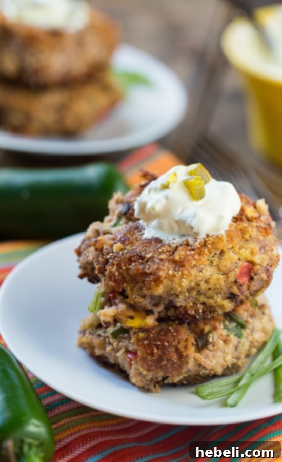 A beautifully plated dish of Jalapeno Black-Eyed Pea Cakes with a side of collard greens, garnished with fresh herbs, symbolizing a prosperous and delicious start to the New Year.