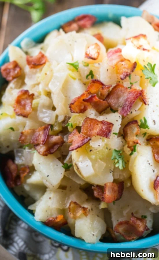 This Hot Potato Salad is loaded with flavorful bacon, offering a delightful combination of sweet, sour, and salty tastes. A must-try side dish that will impress. #SplendaSweeties #SweetSwaps #savory 