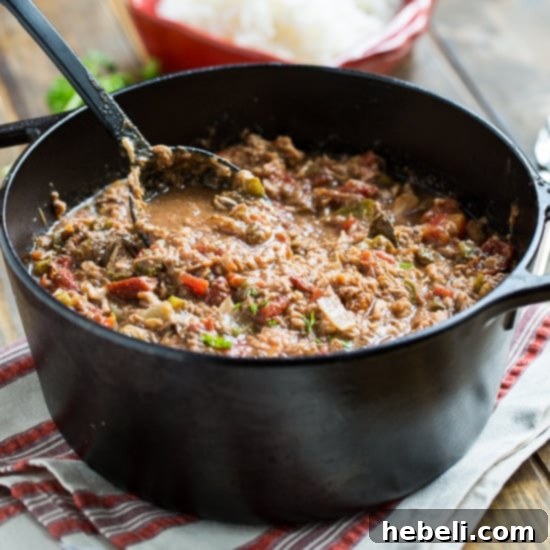 Hearty Pulled Pork and Tasso Gumbo 2 Hearty Pulled Pork and Tasso Gumbo, perfect for a cold evening