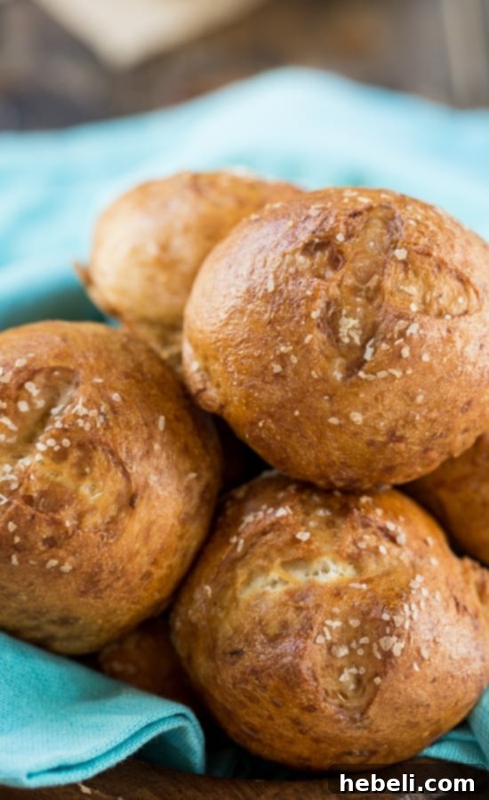 Homemade Pretzel Rolls - salty and chewy on the outside.