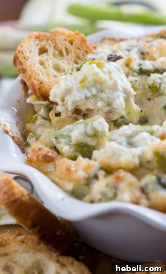Verdant Asparagus Leek Dip 4 Close-up of creamy Asparagus and Leek Dip with dippers