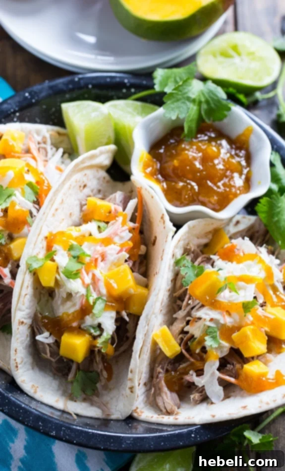 Caribbean Pork Tacos 3 Close-up of shredded Caribbean Pork for tacos