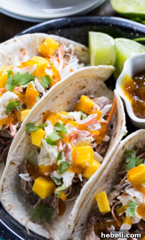 Caribbean Pork Tacos 5 Meal prep for Caribbean Pork Tacos with shredded pork and fresh ingredients