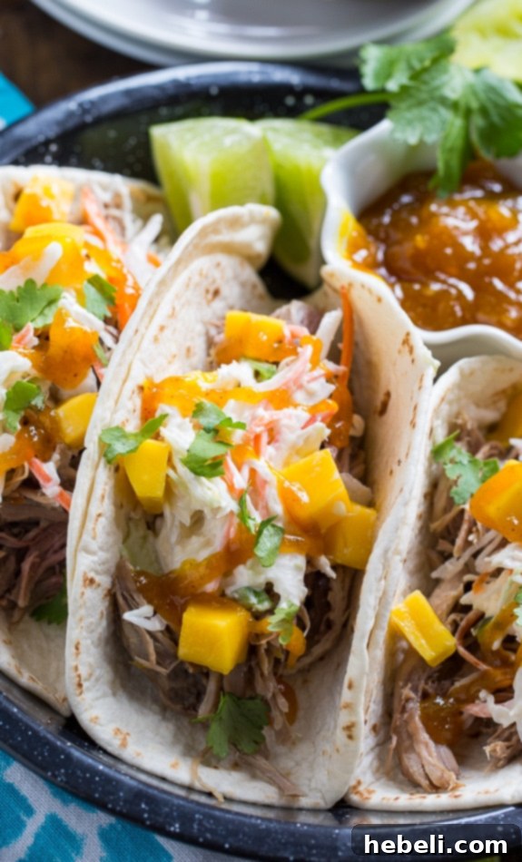 Platter of Caribbean Pork Tacos ready to serve