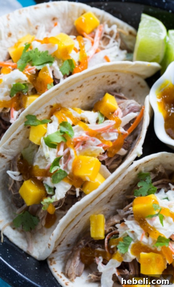 Caribbean Pork Tacos 8 Close-up of a Caribbean Pork Taco with vibrant toppings