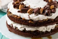 Decadent Chocolate Praline Layer Cake