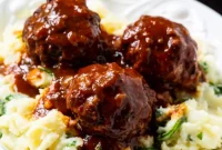 Slow-Braised Meatballs in Red Wine Gravy