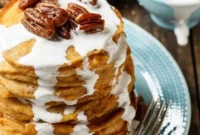 Sweet Potato Bliss Pancakes with Toasted Marshmallow Drizzle
