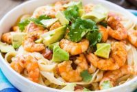 Tequila-Kissed Shrimp & Avocado Fettuccine