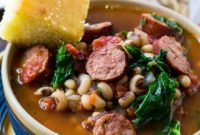 Hearty Black Eyed Pea, Sausage and Kale Stew