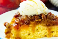 Golden Peach Praline Upside-Down Cake