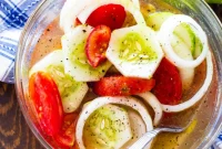 Tangy Marinated Cucumber, Tomato, and Onion Salad