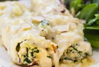Creamy Chicken Manicotti with Toasted Almonds