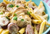 Crockpot Cajun Chicken Alfredo with Sausage