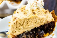 Creamy Peanut Butter Mousse Brownie Pie