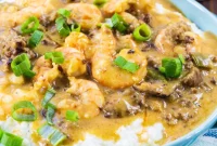Sausage Gravy Smothered Shrimp and Grits