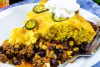 Hearty Jalapeno Cornbread Chili Bake