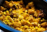 Effortless Slow Cooker Taco Tater Tot Casserole