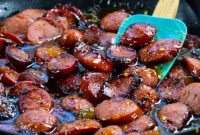 Fiery Peach Glazed Kielbasa