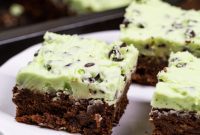 Decadent Creme de Menthe Chocolate Chip Brownies