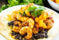 Sweet Peach Shrimp Tostadas