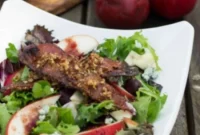 Harvest Apple Pear Salad with Maple Pecan Bacon and Cranberry Dressing