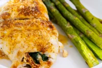 Flounder Fillets Stuffed with Creamy Spinach
