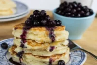 Fluffy Buttermilk Pancakes with Warm Blueberry Compote