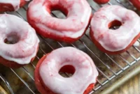Decadent Red Velvet Glazed Doughnuts