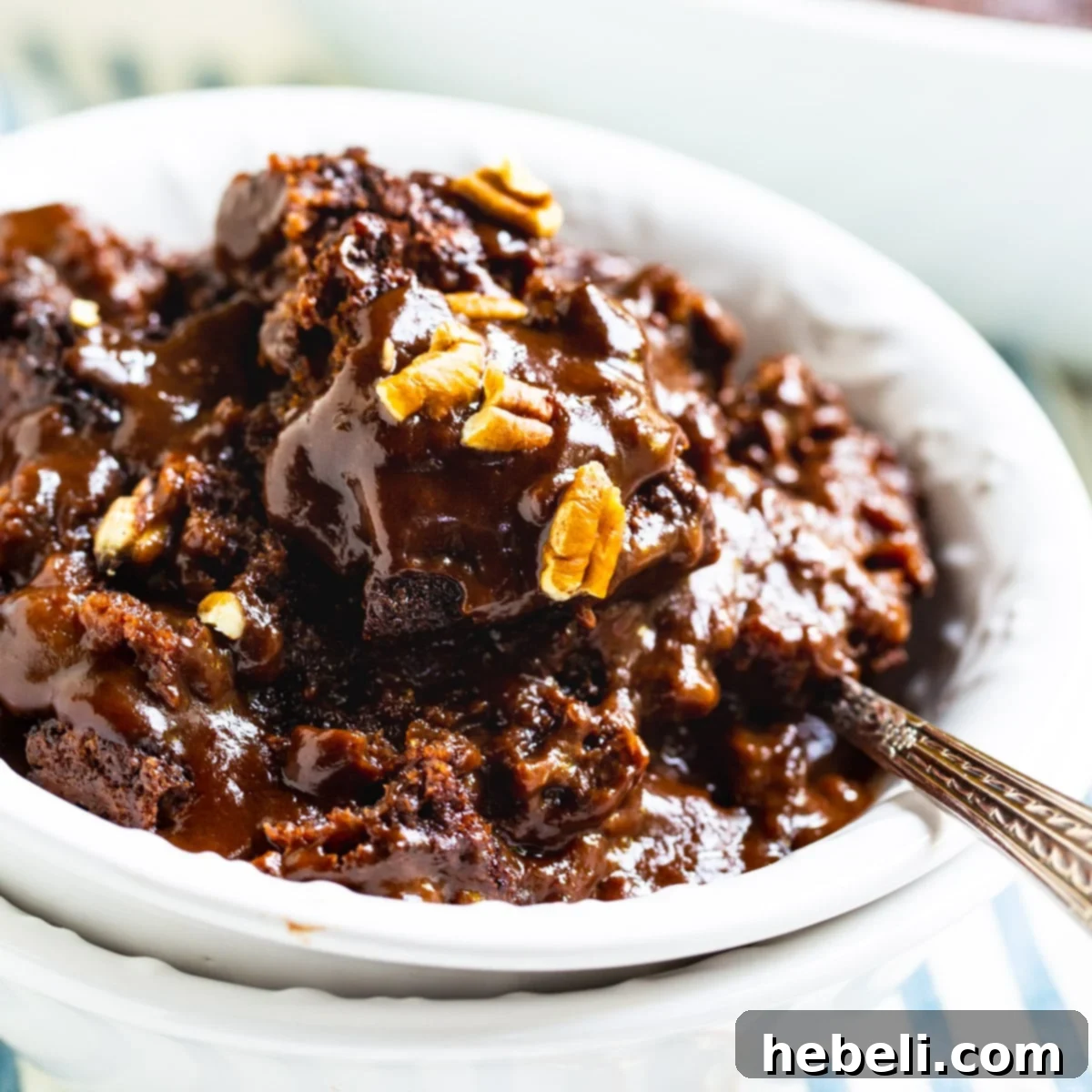 Rich Chocolate Cobbler in a serving bowl, ready to be enjoyed.