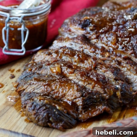 Oven-Barbecued Beef Brisket, perfectly cooked and sliced