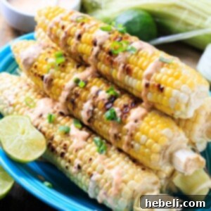 Grilled Corn with Chipotle Cream - Recipe Card Image