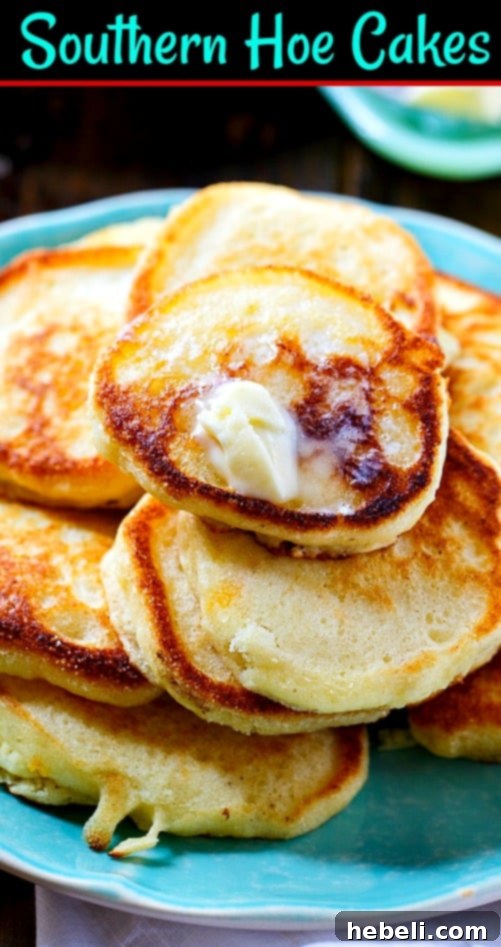 Stack of Hoe Cakes on a plate, close up.