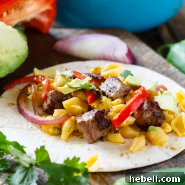 Delicious Mac and Cheese Fajitas on a plate