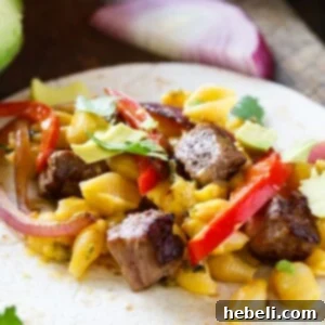 Mac and Cheese Steak Fajitas - Final Dish
