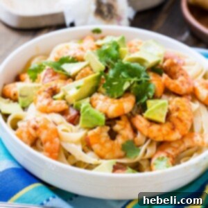 Avocado Shrimp and Tequila Fettuccine