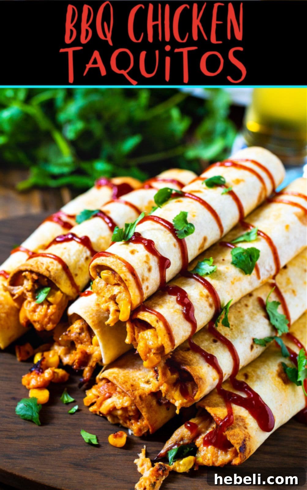 Crispy BBQ Chicken Bites 5 A generous pile of freshly baked BBQ Chicken Taquitos, ready to be served.